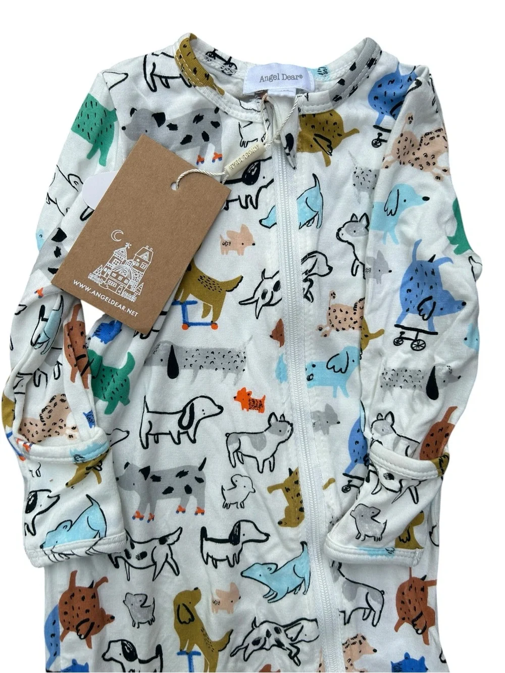 Angel Dear Colorful Dog Print Footie Pajamas Size 3-6 Months NWT